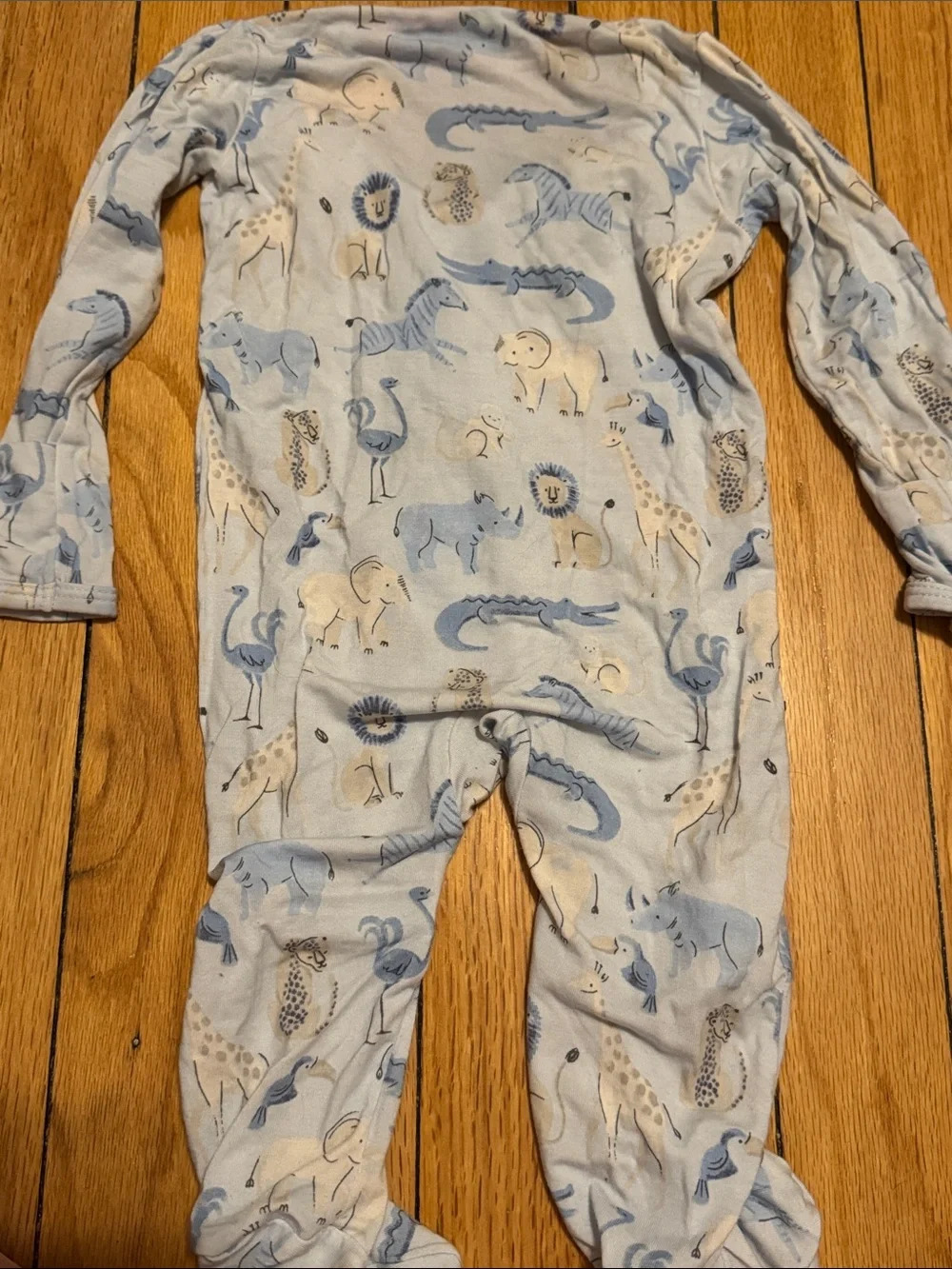 Magnetic Me Modal Pale Blue Animal Print Footed One-Piece 0-3M